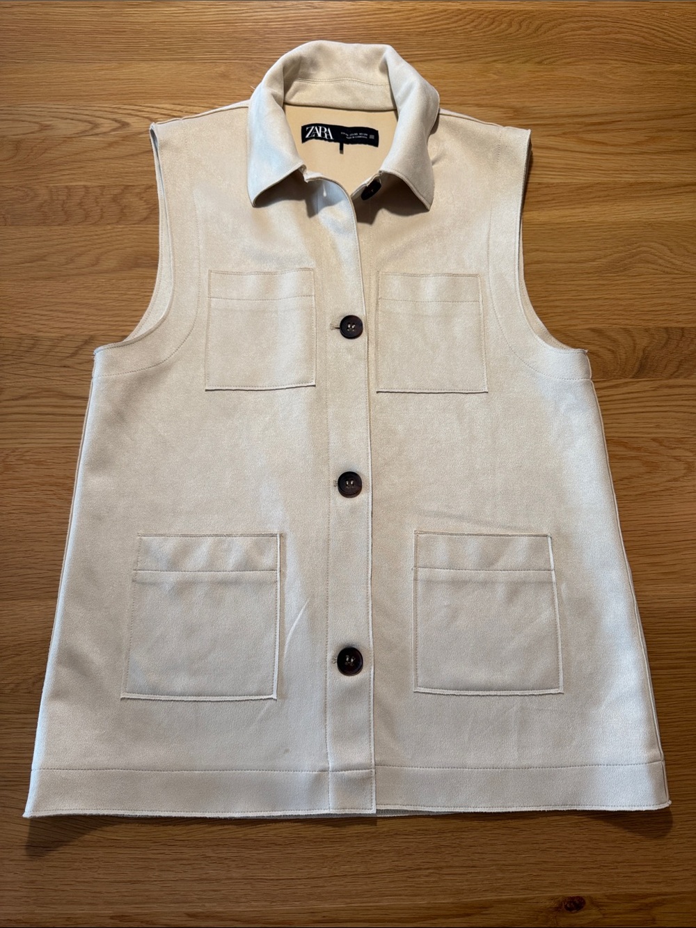 Zara Cream Button-Front Utility Vest